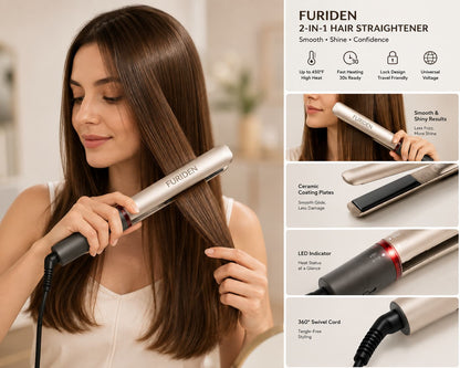 FURIDEN Professional Hair Straightener with 2.5m Long Wire – Original Imported Hair Styling Flat Iron