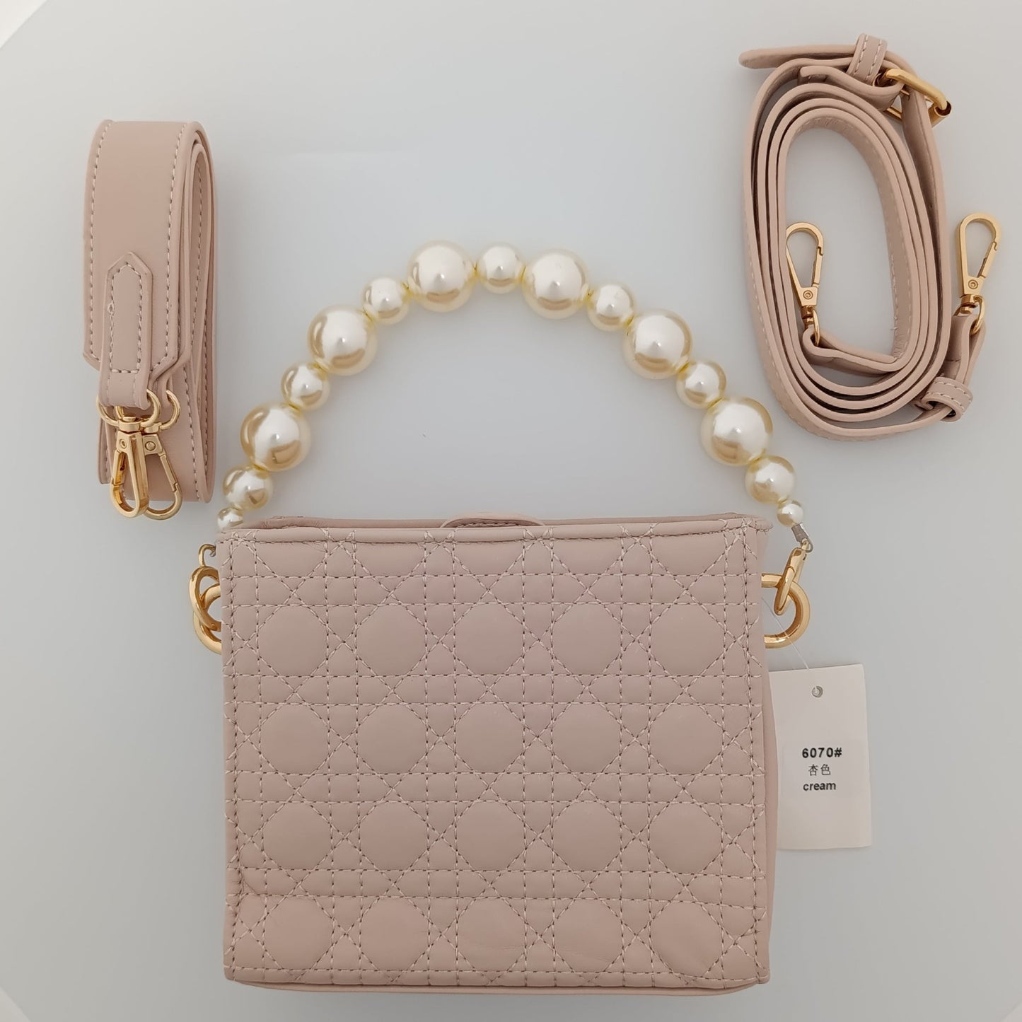 Pearl Handle Quilted Crossbody Bag – Elegant, Trendy & Versatile for Every Occasion - 6070 - Lotshop.pk