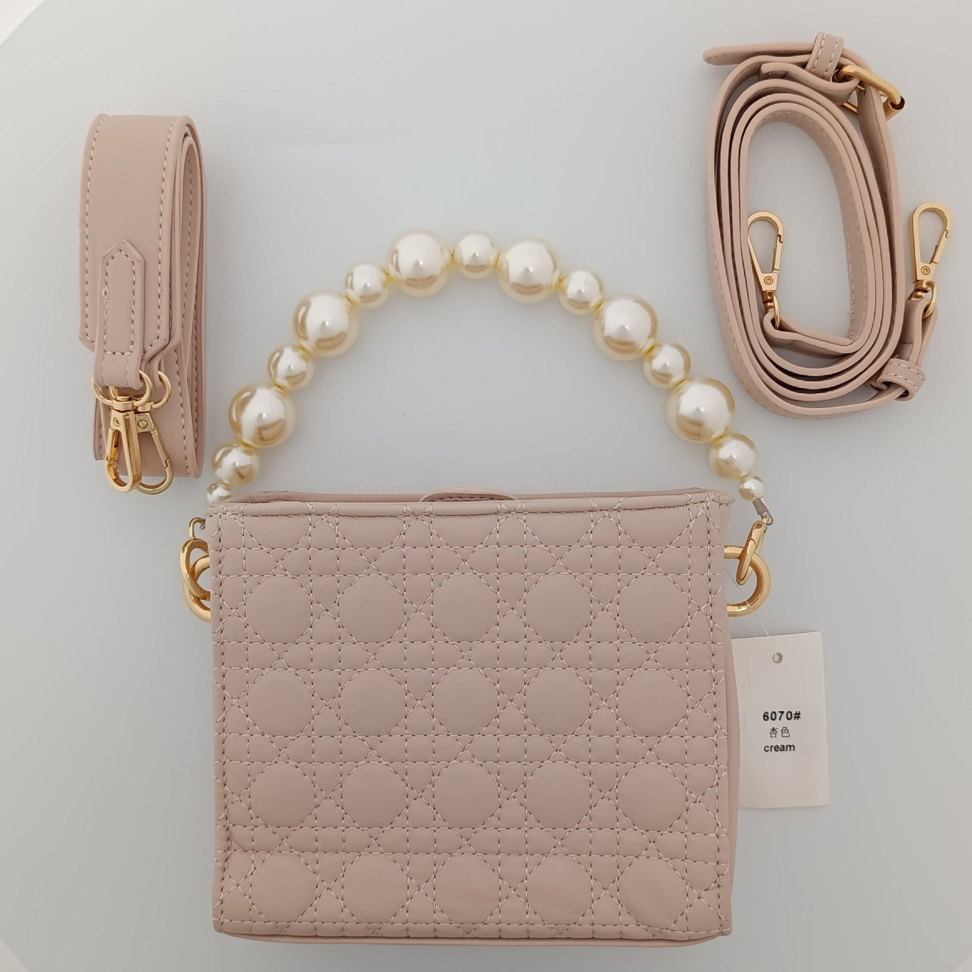 Pearl Handle Quilted Crossbody Bag – Elegant, Trendy & Versatile for Every Occasion - 6070 - Lotshop.pk