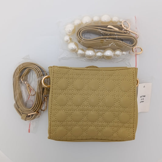 Pearl Handle Quilted Crossbody Bag – Elegant, Trendy & Versatile for Every Occasion - 6070 - Lotshop.pk