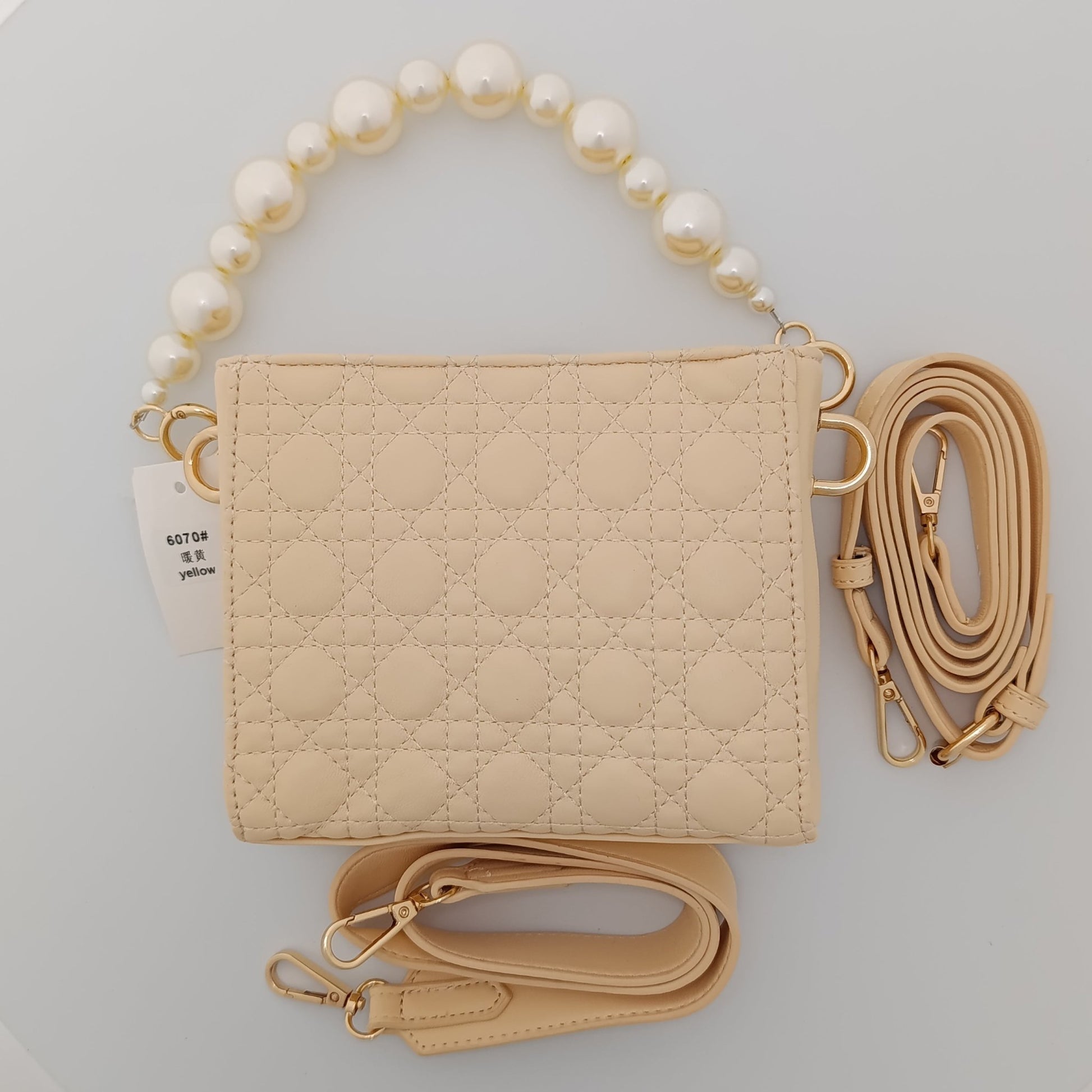 Pearl Handle Quilted Crossbody Bag – Elegant, Trendy & Versatile for Every Occasion - 6070 - Lotshop.pk