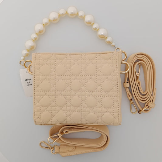 Pearl Handle Quilted Crossbody Bag – Elegant, Trendy & Versatile for Every Occasion - 6070 - Lotshop.pk