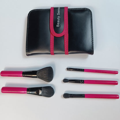 Portable Makeup Brushes 5pcs with Pouch – Essential Beauty Tools - Lotshop.pk