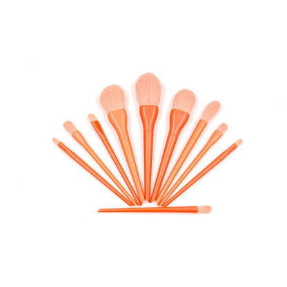 Portable Makeup brushes set 10pcs-Orange - Lotshop.pk