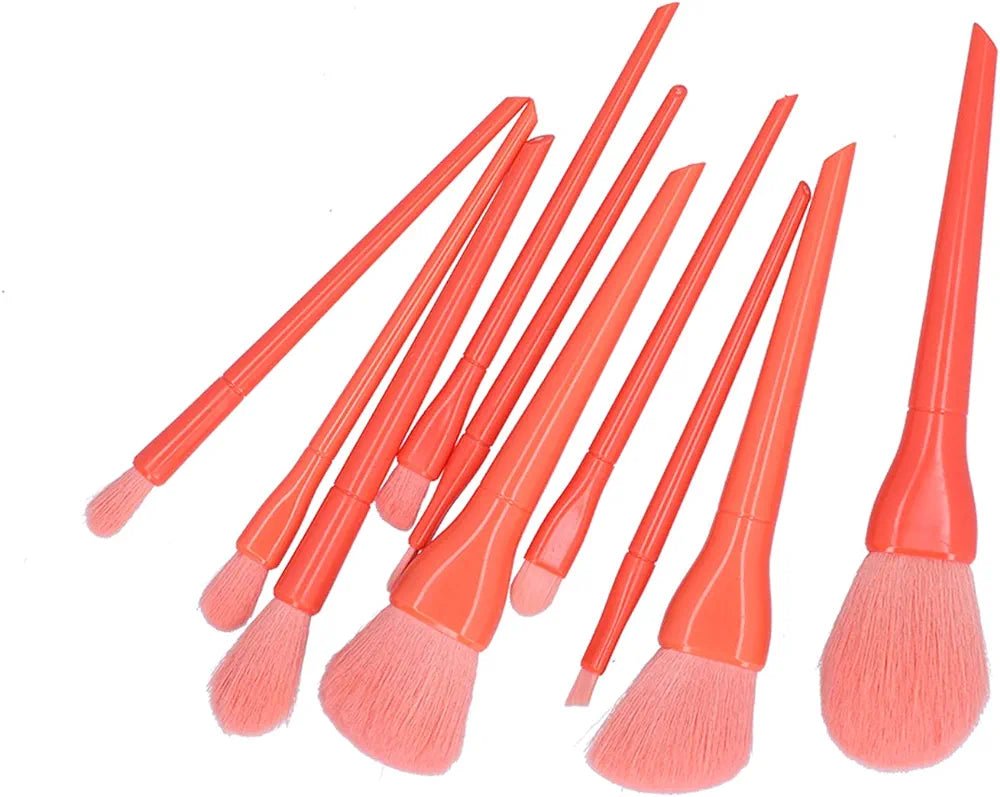 Portable Makeup brushes set 10pcs-Orange - Lotshop.pk