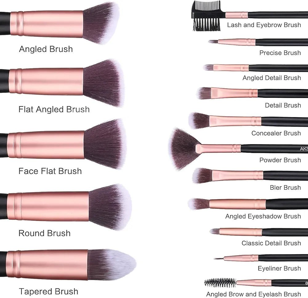 Premium 16 - Piece Professional Makeup Brushes Set – Complete Face & Eye Brush Kit - Lotshop.pk