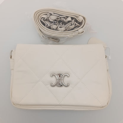 Premium Quilted Chain - Strap Shoulder Bag – Black & White - 2239 - Lotshop.pk