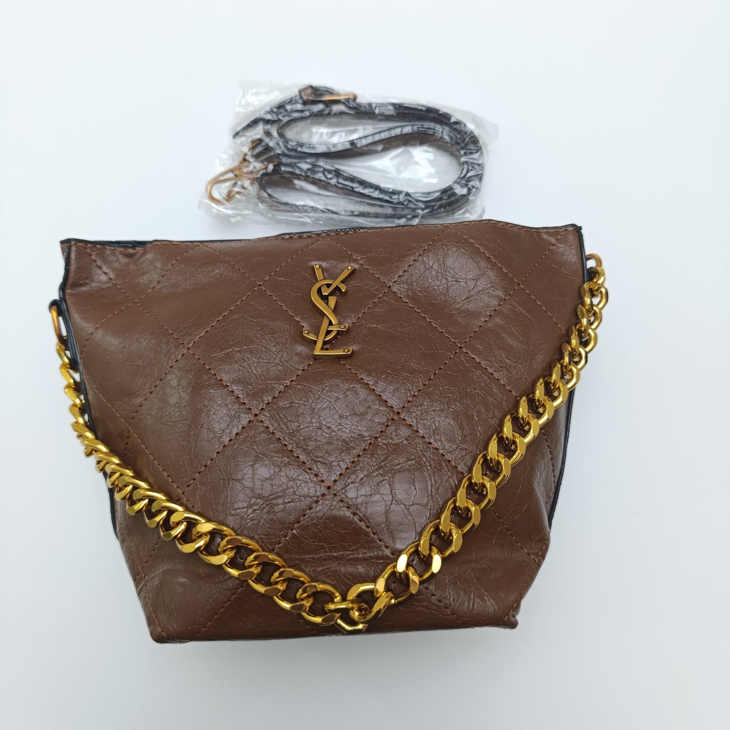 Premium Quilted Crossbody Handbag with Gold Chain – Stylish & Elegant - 5658 - Lotshop.pk