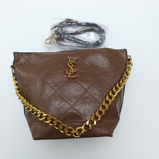 Premium Quilted Crossbody Handbag with Gold Chain – Stylish & Elegant - 5658 - Lotshop.pk