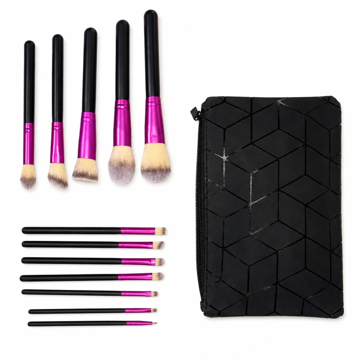 Professional 12-Piece Makeup Brush Set with Geometric Makeup Pouch price online in Pakistan for flawless face and eye