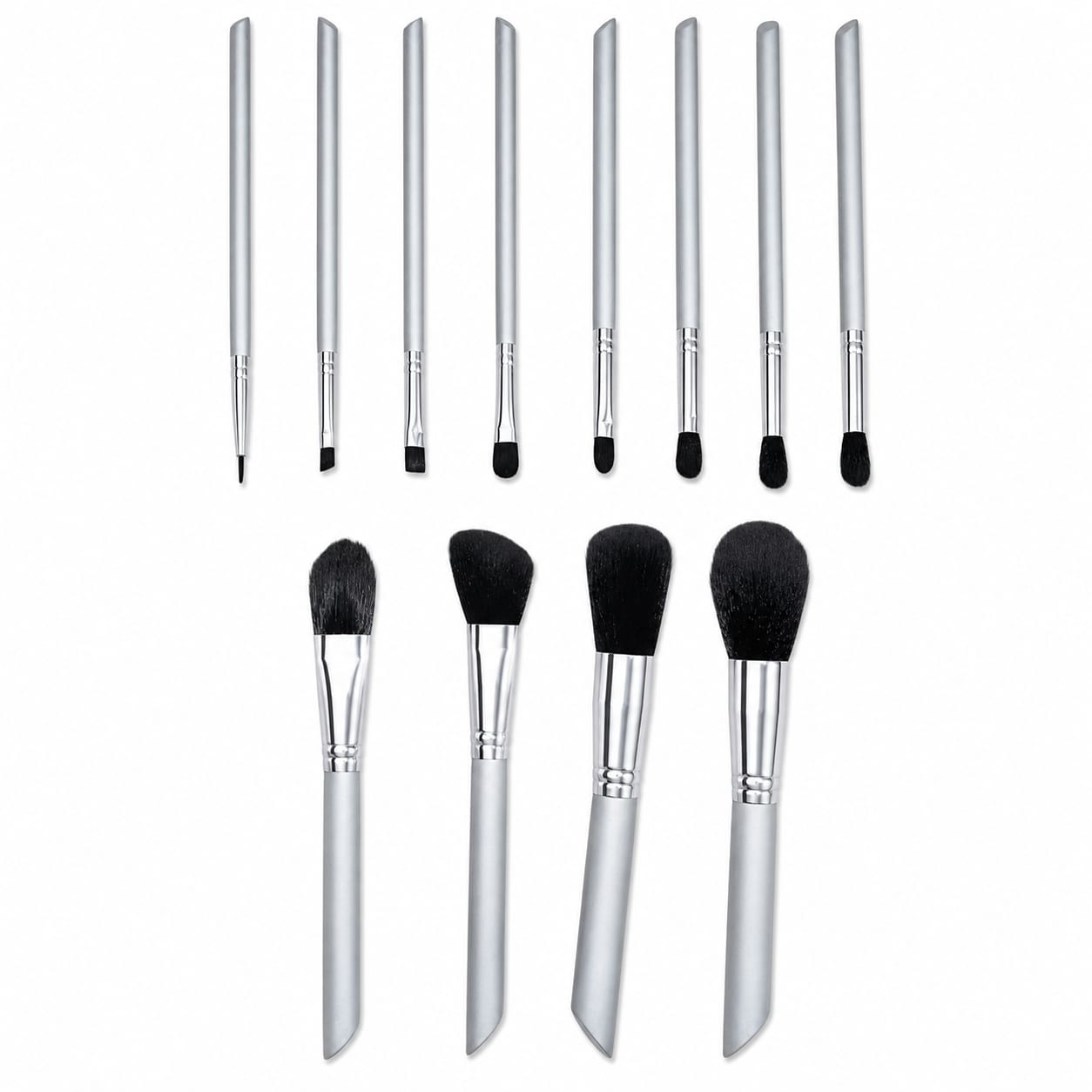 Professional 12-Piece Silver Makeup Brush Set price online in Pakistan for flawless face and eye makeup.
