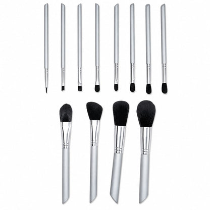 Professional 12-Piece Silver Makeup Brush Set price online in Pakistan for flawless face and eye makeup.
