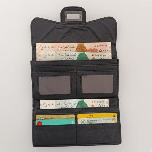 Quilted Long Wallet for Women – Elegant Design, Multi - Card Storage & Premium Finish - 6007 - Lotshop.pk