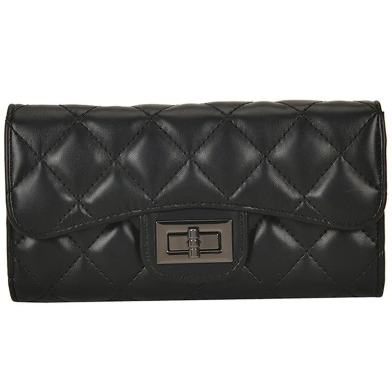 Quilted Long Wallet for Women – Elegant Design, Multi - Card Storage & Premium Finish - 6007 - Lotshop.pk