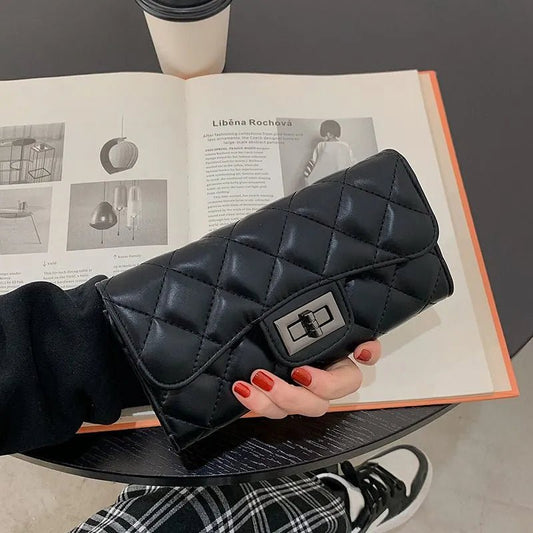 Quilted Long Wallet for Women – Elegant Design, Multi - Card Storage & Premium Finish - 6007 - Lotshop.pk