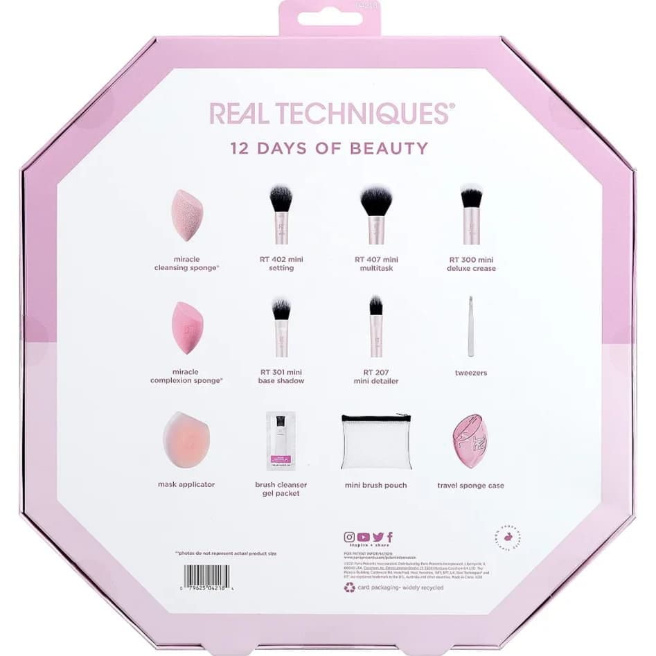 Real Techniques 12 Days of Beauty Gift Set 12-piece makeup brush, sponge and beauty accessories price online in Pakistan