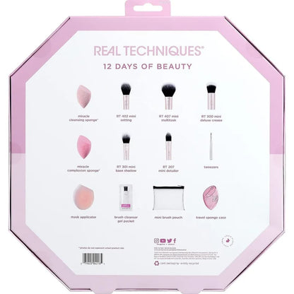 Real Techniques 12 Days of Beauty Gift Set 12-piece makeup brush, sponge and beauty accessories price online in Pakistan