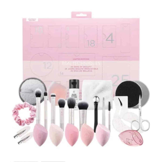 Real Techniques 25 Days of Beauty Advent Calendar limited edition 28-piece makeup and skincare accessories set price online in Pakistan
