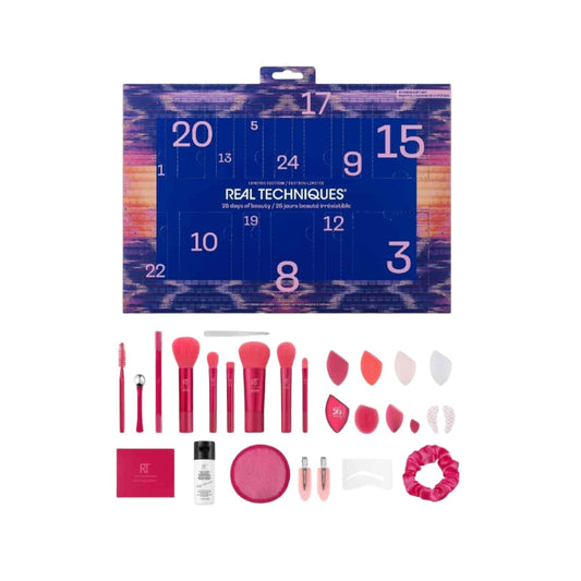 Real Techniques 25 Days of Beauty Advent Calendar limited edition 27-piece makeup and beauty gift set price online in Pakistan. Real Techniques 27-piece Beauty Advent Calendar makeup tools and accessories gift set best price online in Pakistan .Real Techniques 25 Days of Beauty limited edition makeup and beauty accessories set affordable price online in Pakistan	