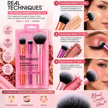 Real Techniques face, eye and cheek makeup brushes for everyday makeup application online in Pakistan	