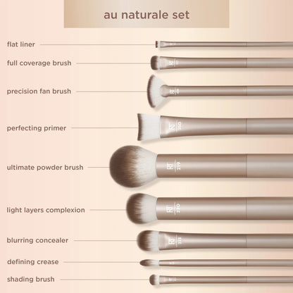 Real Techniques Au Naturale Complete Brush Kit – 9 Piece Glow Makeup Brush Set - Lotshop.pk