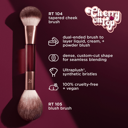 Real Techniques Cherry On Top Blush Brush – Dual - Ended (RT 104 + RT 105) - Lotshop.pk