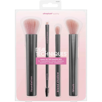 Real Techniques Easy As 1 - 2 - 3 Basics Makeup Brushes Kit – Foundation, Blush & Eye Brush Set - Lotshop.pk