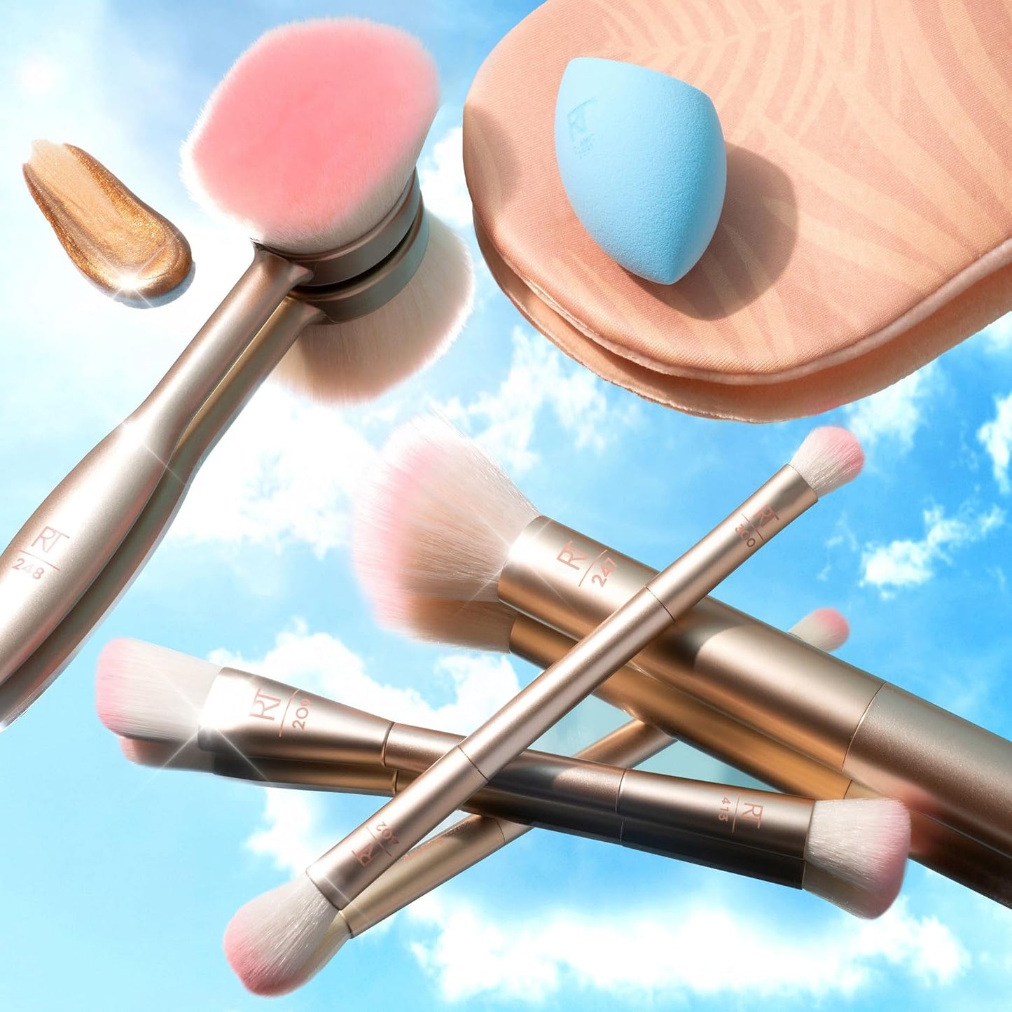 Real Techniques Endless Summer Radiance Kit – 6-Piece Makeup Brushes, Sponge & Sunless Tanning Set
