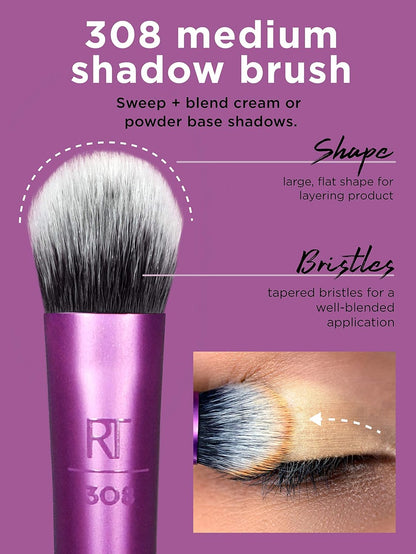 Real Techniques Enhanced Eye Set – Professional Eye Makeup Brush Kit (5 Pcs + Case) - Lotshop.pk