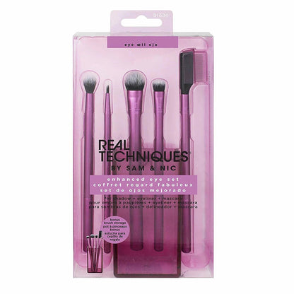 Real Techniques Enhanced Eye Set – Professional Eye Makeup Brush Kit (5 Pcs + Case) - Lotshop.pk