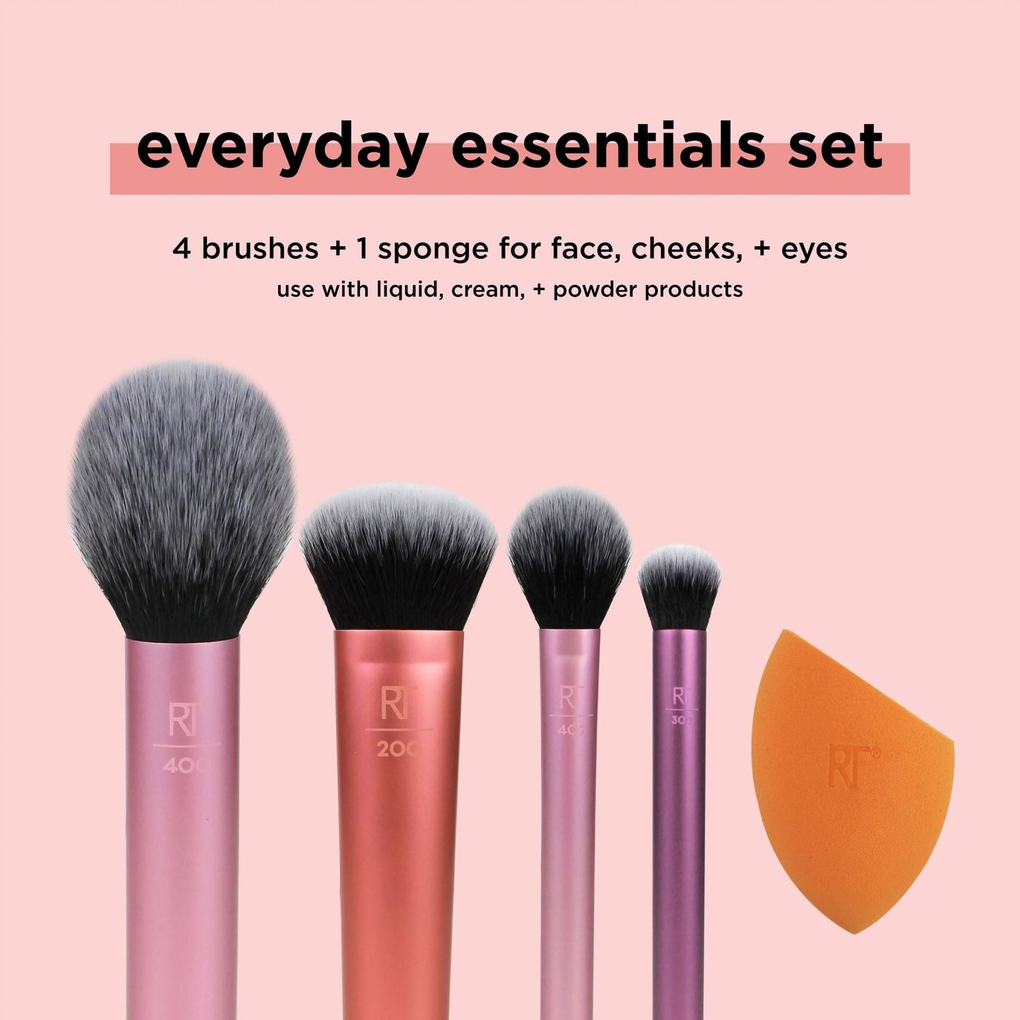 Real Techniques Everyday Essentials Makeup Brush Set – Flawless Face, Eye & Cheek in One Kit! 💄✨ - Lotshop.pk
