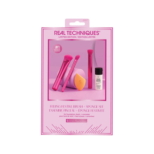 Real Techniques Feeling Festive Makeup Brush + Sponge Set – 5-Piece Makeup Gift Set Pakistan
