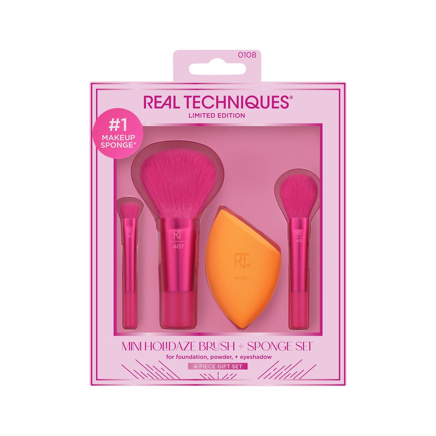 Real Techniques Glam It Up Limited Edition Makeup Brush Set with 7 brushes and Miracle Complexion Sponge
