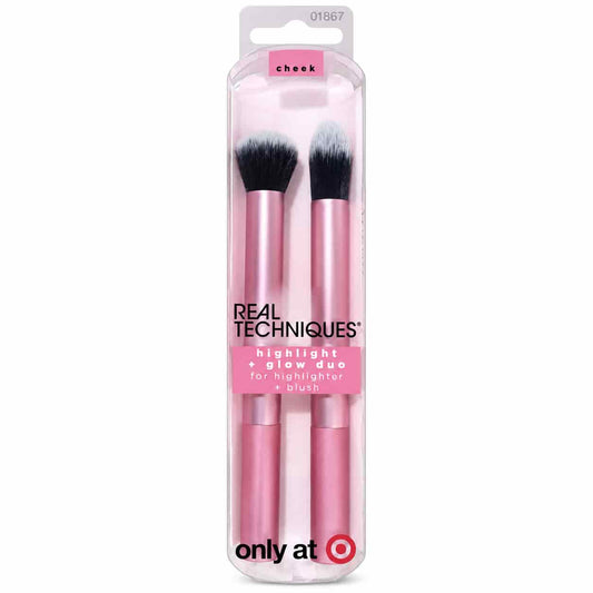 Real Techniques Highlight + Glow Duo RT 413 & 414 2-piece highlighter and blush makeup brush set price online in Pakistan