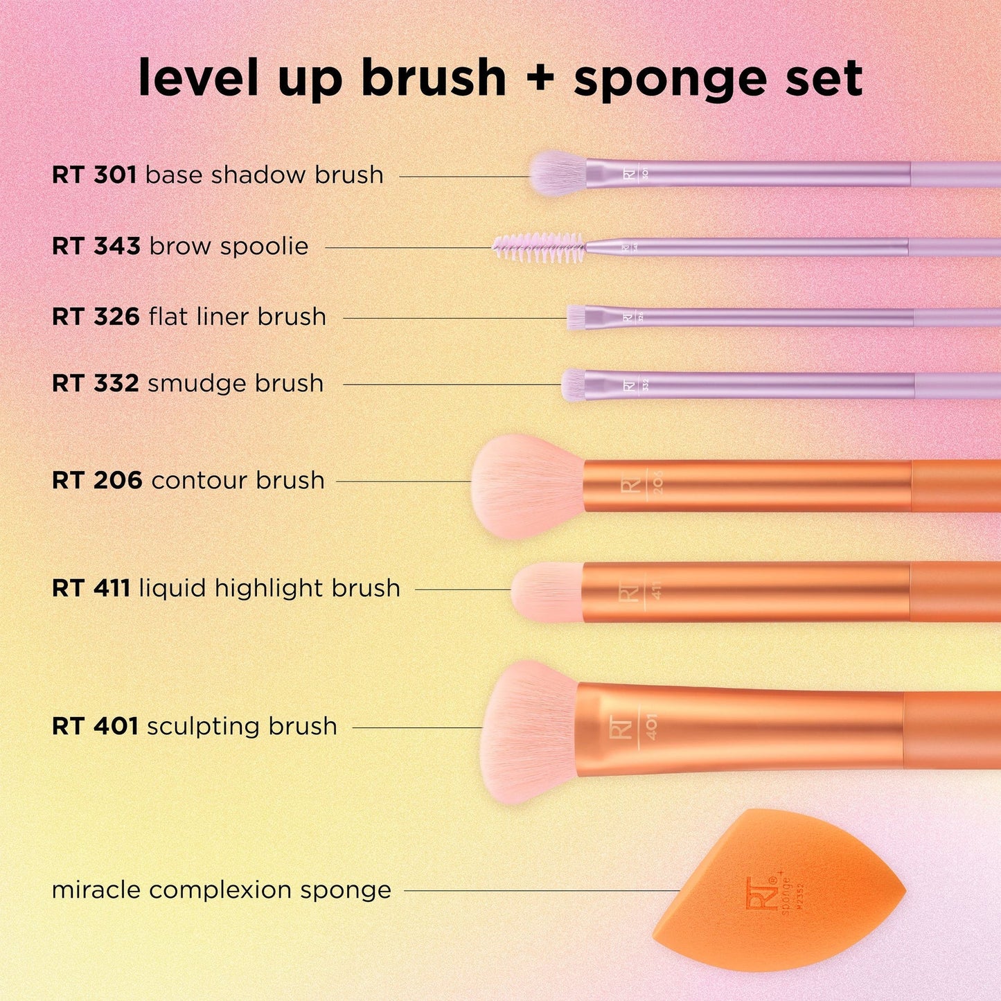 Real Techniques Level Up Brush + Sponge Set – Complete Makeup Tool Kit - Lotshop.pk