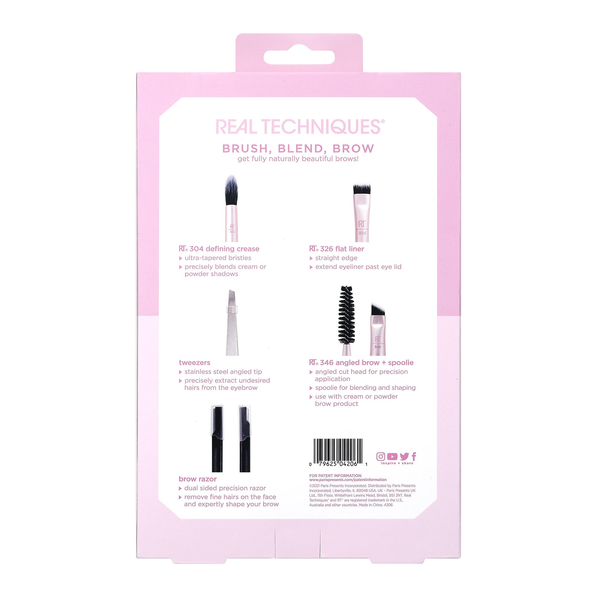 Real Techniques Makeup Brush, Blend & Brow Set – 5-Piece Limited Edition Eyebrow & Eye Makeup Tool