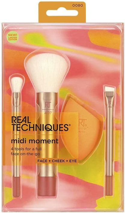 Real Techniques Midi Moment Brush + Sponge Set – Face, Cheek &amp; Eye Makeup Kit - Lotshop.pk