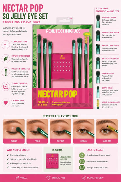 Real Techniques Nectar Pop So Jelly Eye Set 7-Piece Makeup Brushes with Eye Gems Pakistan
