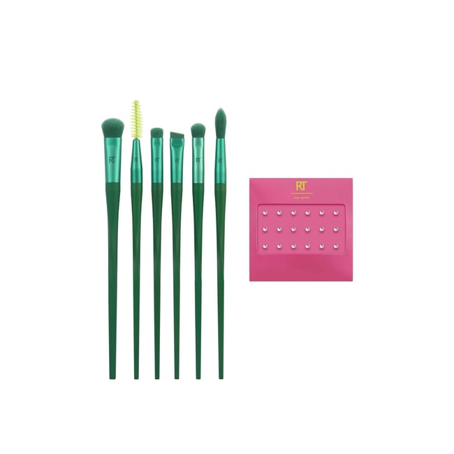 Real Techniques Nectar Pop So Jelly Eye Set with 7 Eye Makeup Brushes and Eye Gems