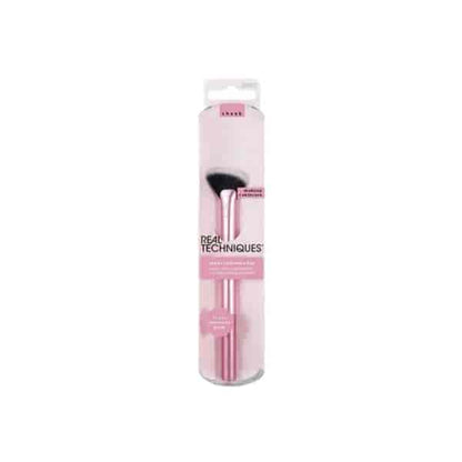 Real Techniques RT 447 Sheer Radiance Fan Brush soft pink highlighter and oil-absorbing powder brush price online in Pakistan	