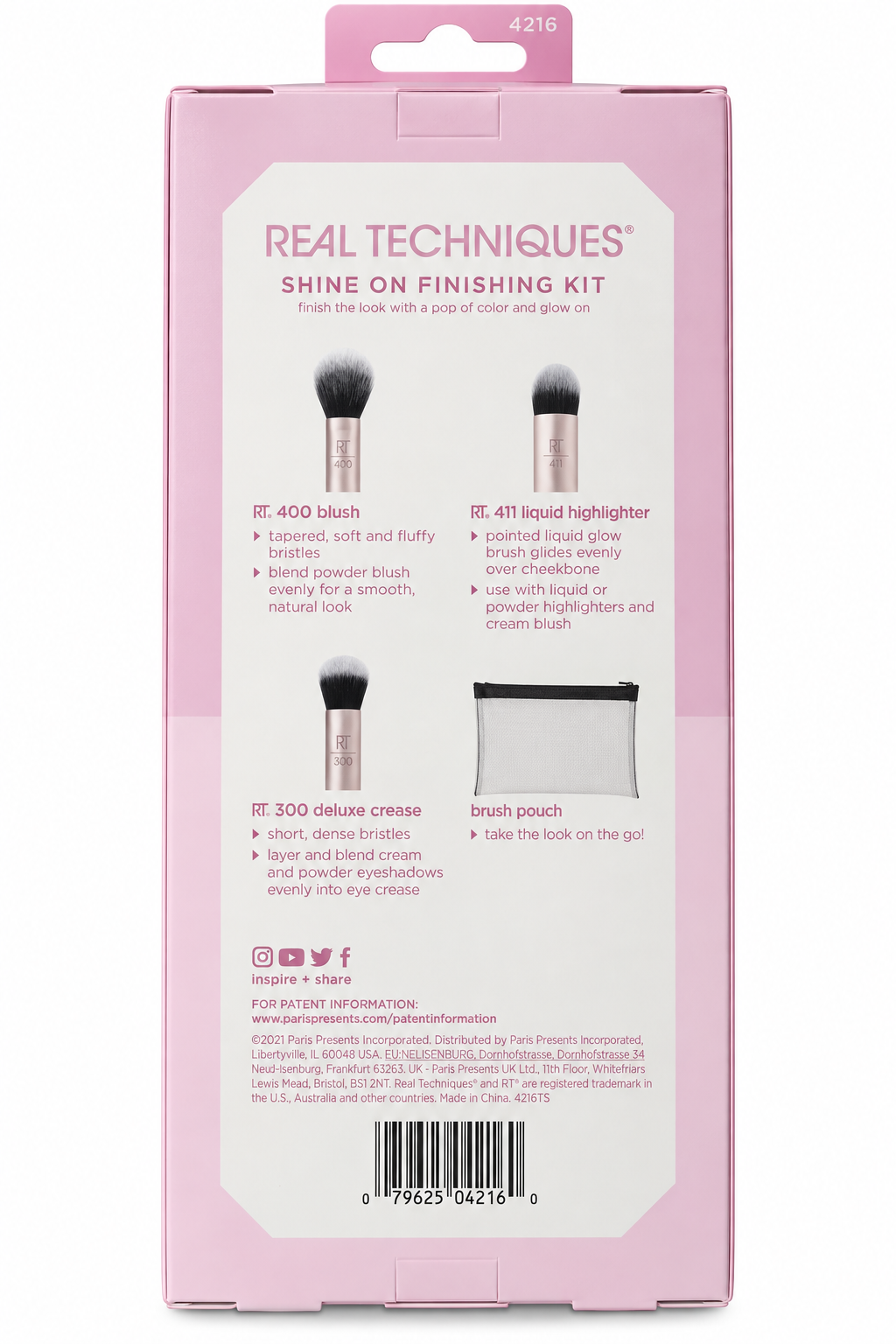 Real Techniques Shine On Finishing Kit RT 400, RT 411 & RT 300 with travel pouch price online in Pakistan