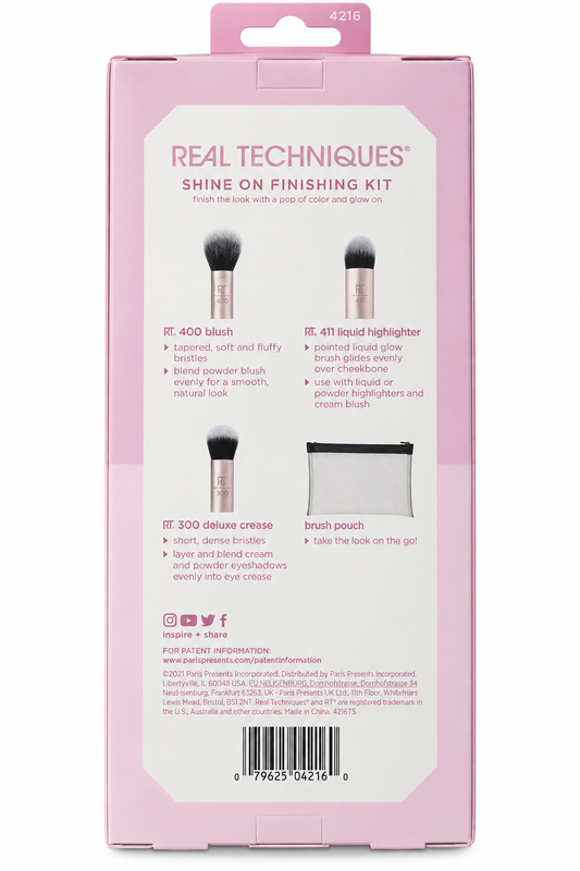 Real Techniques Shine On Finishing Kit RT 400, RT 411 & RT 300 with travel pouch price online in Pakistan