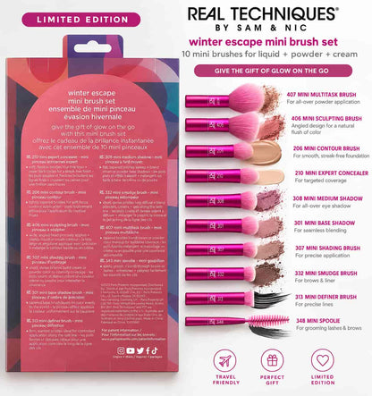 Real Techniques Winter Escape Mini Brush Set limited edition 10-piece face and eye makeup brushes in Pakistan