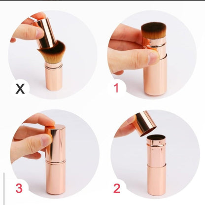 Retractable Kabuki Brush - Ultimate On - the - Go Makeup Tool - Lotshop.pk