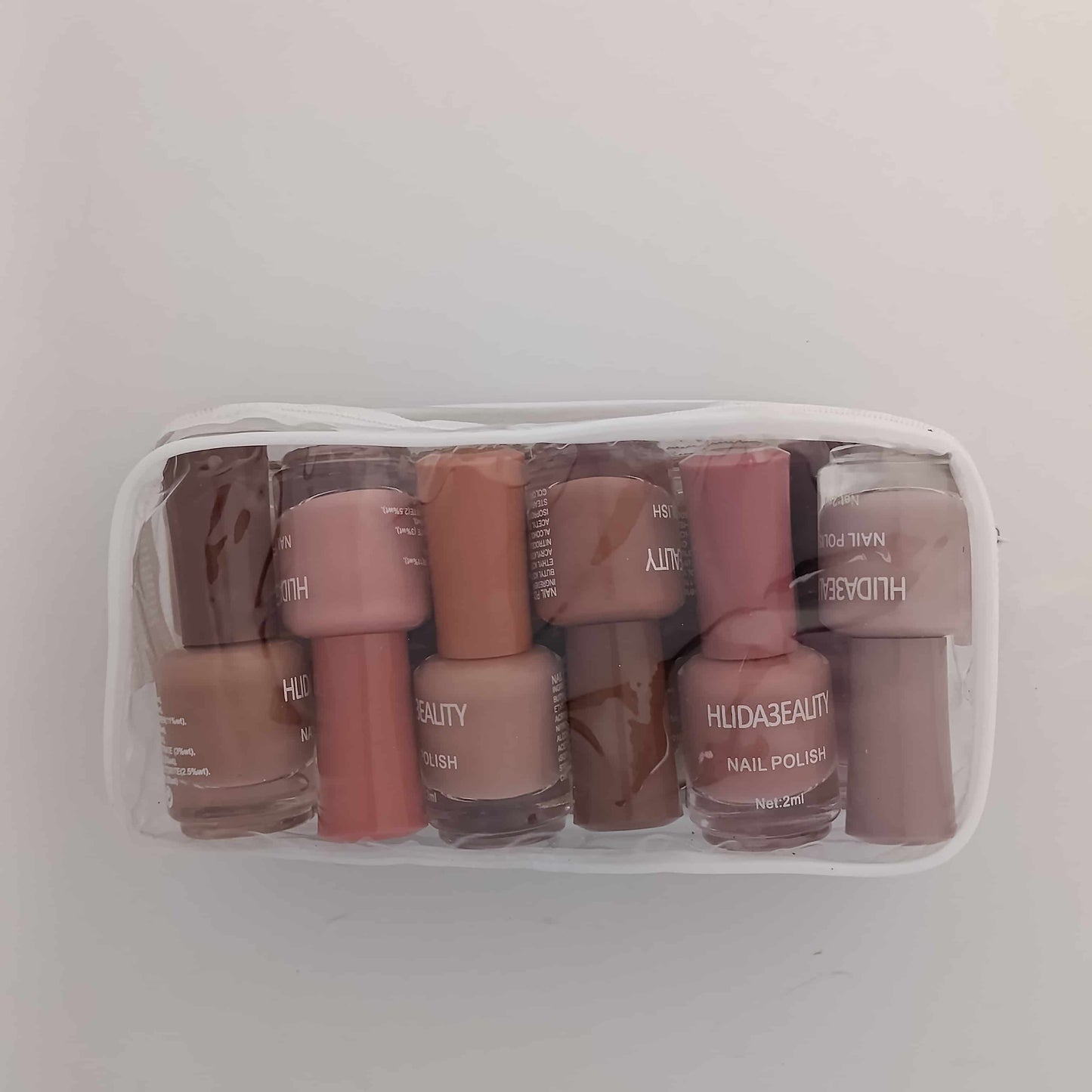 12-Piece Nude Shades Nail Polish Set Neutral Colors with Cosmetic Pouch | Nail Polish Set Pakistan