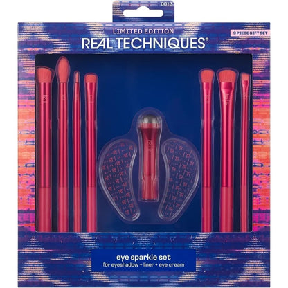 Real Techniques Eye Sparkle Set – 9-Piece Limited Edition Eye Makeup Brush Gift Set with Eye Roller & Eye Masks