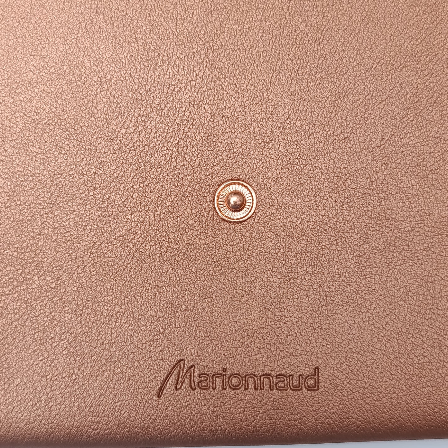 Marionnaud Paris Luxury Leather Brush Clutch – Metallic Rose Gold Pouch | French Designer Elegance