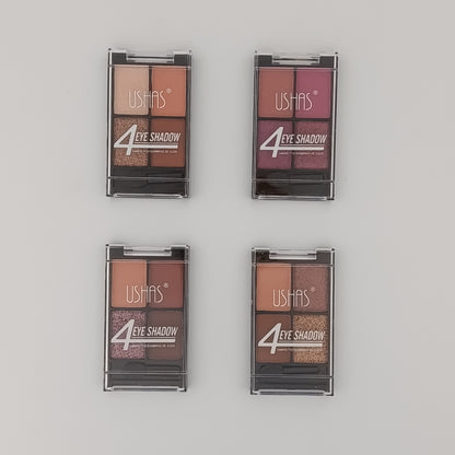 Ushas 4-Color Mini Eye Shadow Palette – Pocket-Sized Quad Kit with Applicator