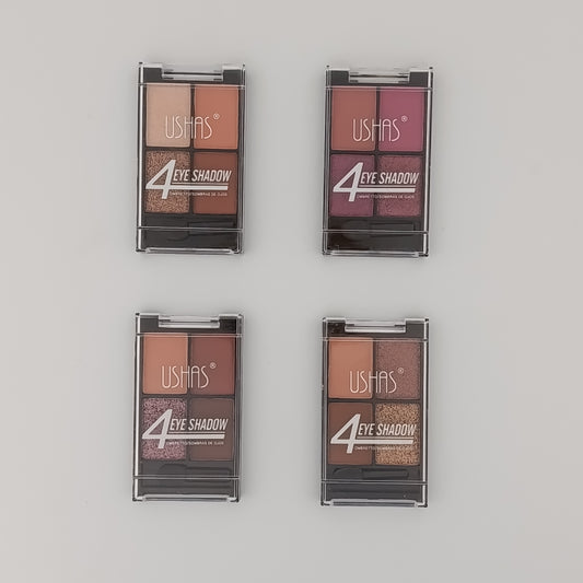 Ushas 4-Color Mini Eye Shadow Palette – Pocket-Sized Quad Kit with Applicator