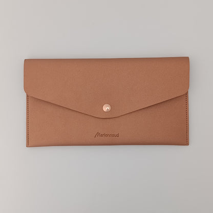Marionnaud Paris Luxury Leather Brush Clutch – Metallic Rose Gold Pouch | French Designer Elegance